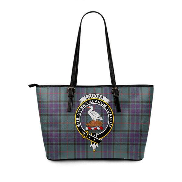 Lauder Weathered Clan Badge Tartan Leather Tote Bag