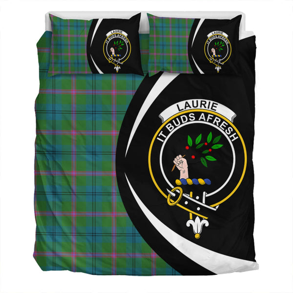 Laurie Ancient Clan Badge Tartan Bedding Set Circle Style