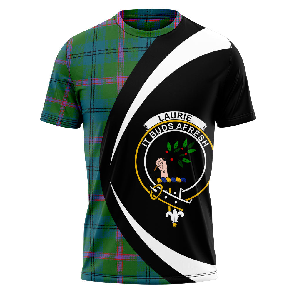 Laurie Ancient Clan Badge Tartan T-Shirt Circle Style Personalized