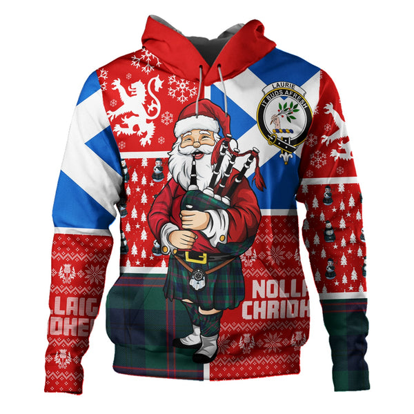 Laurie Modern Clan Badge Tartan Hoodie Scotland Christmas Santa