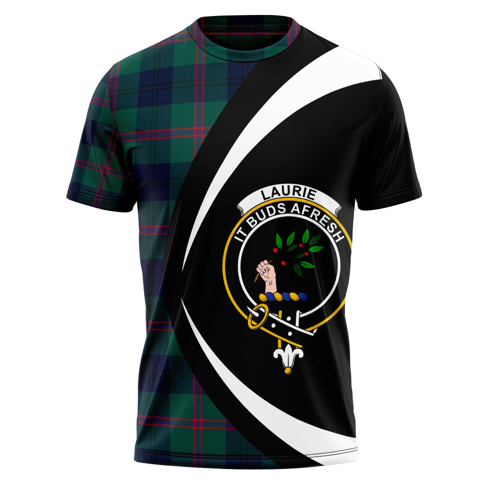 Laurie Modern Clan Badge Tartan T-Shirt Circle Style Personalized