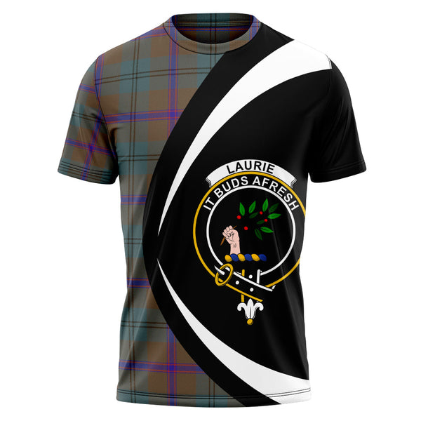 Laurie Weathered Clan Badge Tartan T-Shirt Circle Style Personalized