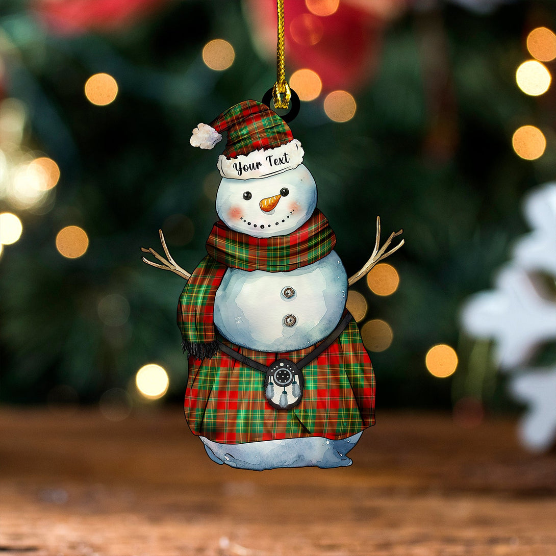 Leask Ancient Tartan Wood Acrylic Ornament Snowman Warrior Personalized