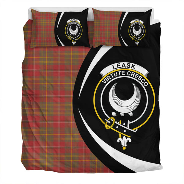 Leask Weathered Clan Badge Tartan Bedding Set Circle Style