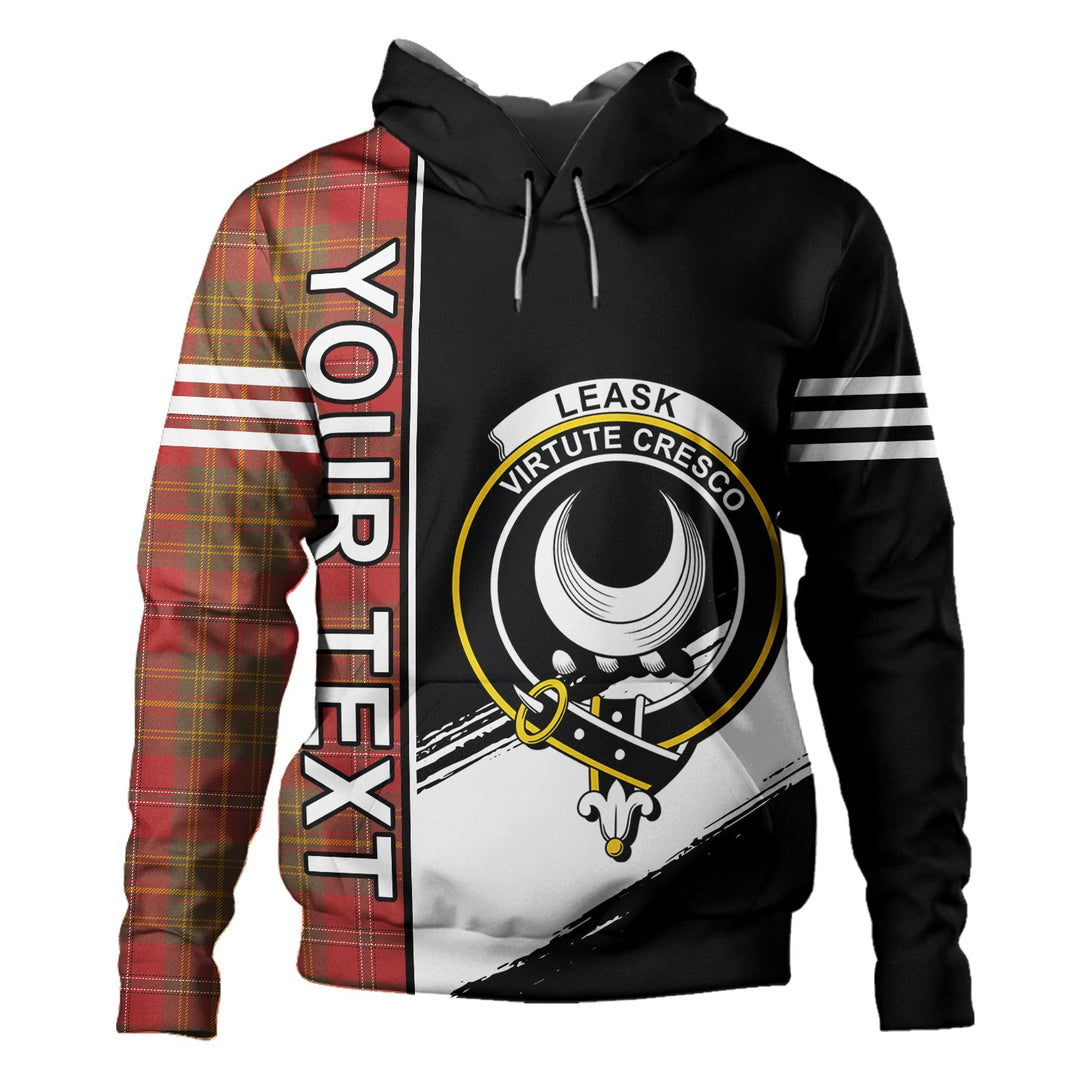 Leask Weathered Clan Badge Tartan Hoodie Quarter Style Personalized