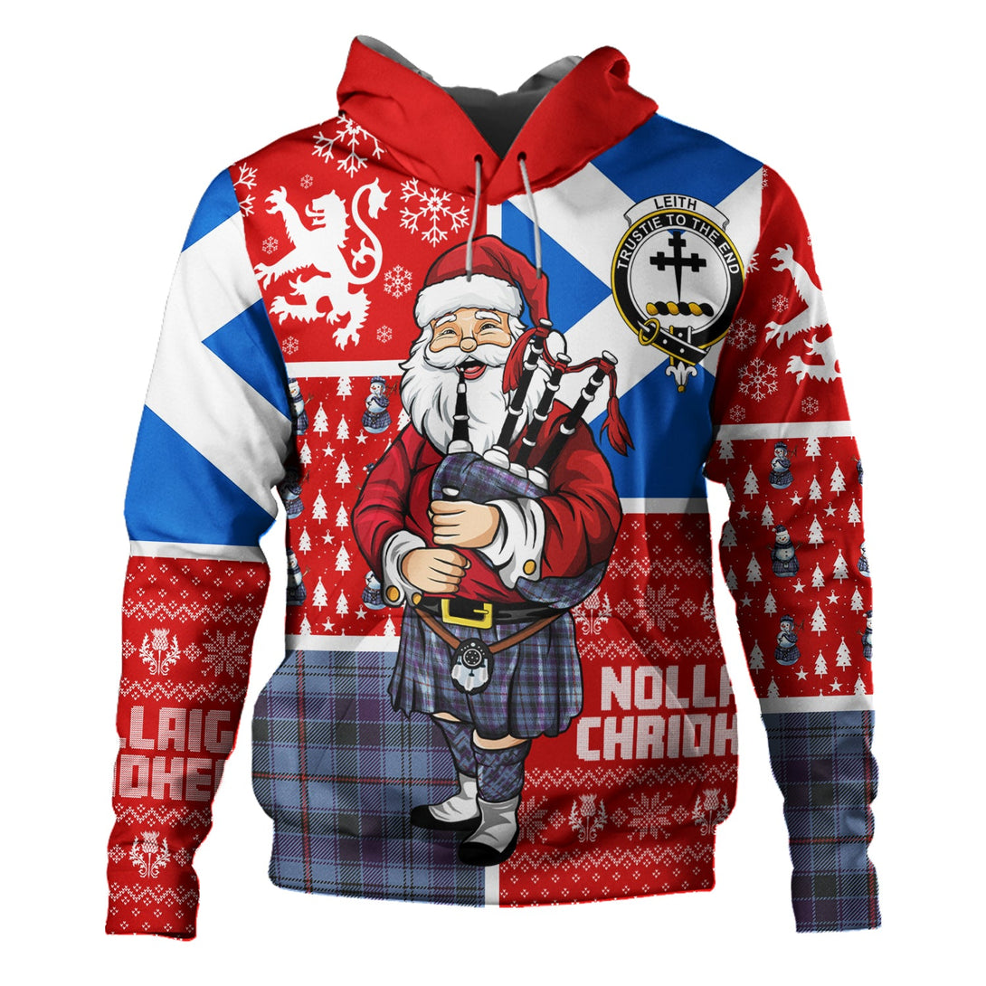 Leith District Weathered Clan Badge Tartan Hoodie Scotland Christmas Santa