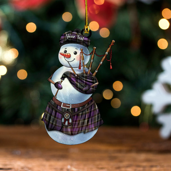 Lennie Weathered Clan Badge Tartan Wood Acrylic Ornament Snowman Bagpipe Personalized