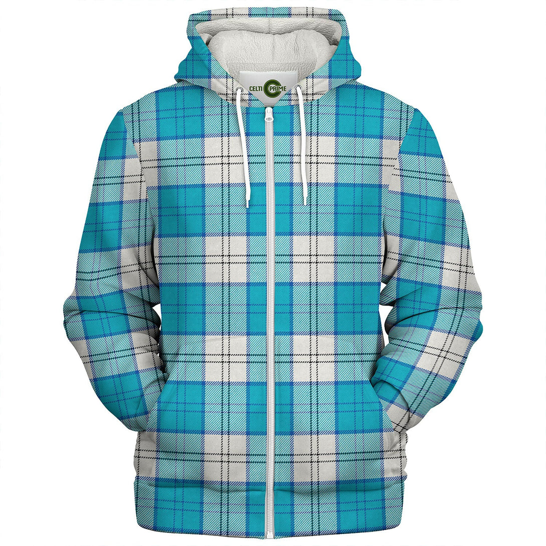 Lennox Dress Turquoise Tartan Sherpa Hoodie