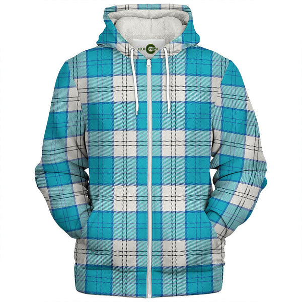 Lennox Dress Turquoise Tartan Sherpa Hoodie