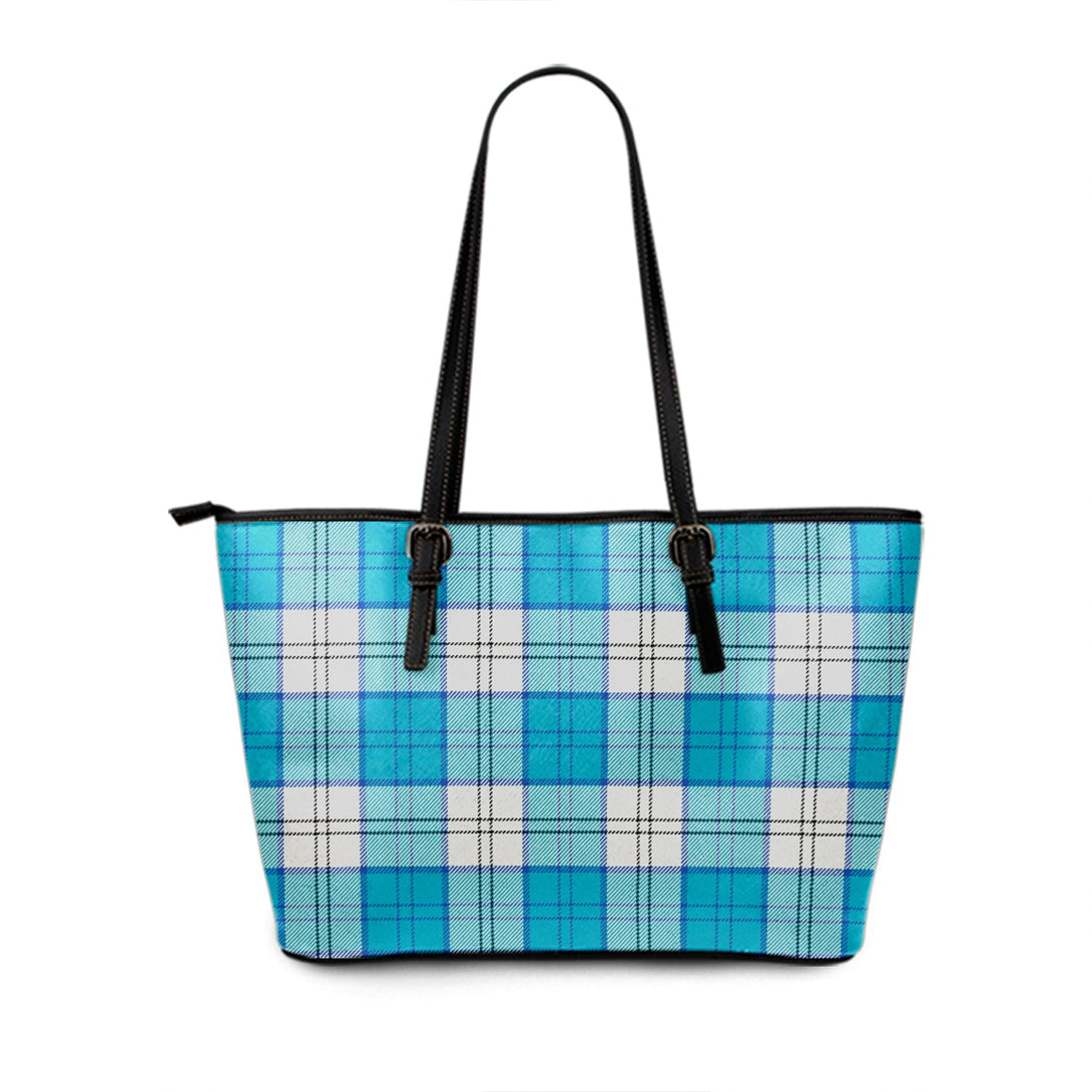 Lennox Dress Turquoise Tartan Leather Tote Bag