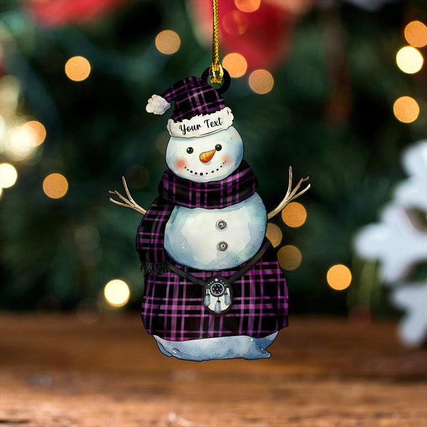 Leonard Hunting Ancient Tartan Wood Acrylic Ornament Snowman Warrior Personalized