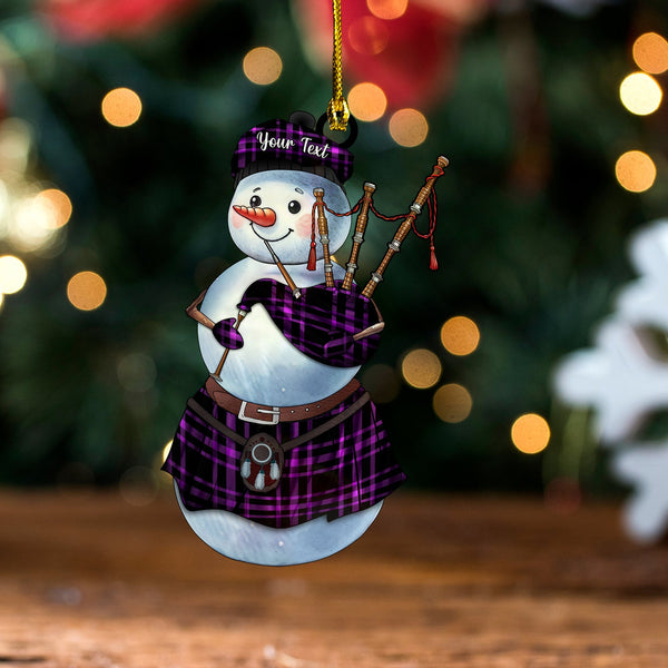 Leonard Hunting Modern Tartan Wood Acrylic Ornament Snowman Bagpipe Personalized