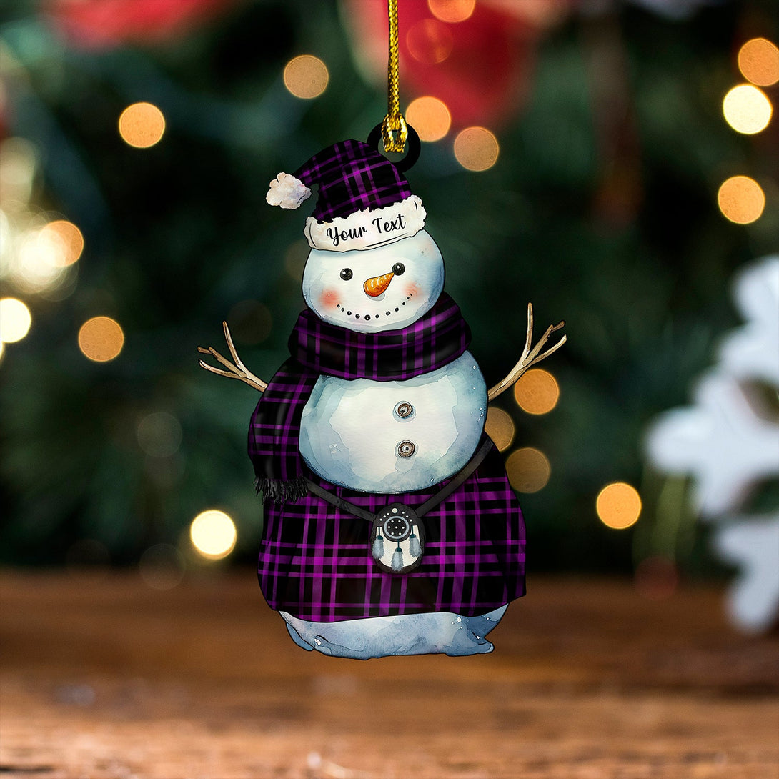 Leonard Hunting Modern Tartan Wood Acrylic Ornament Snowman Warrior Personalized