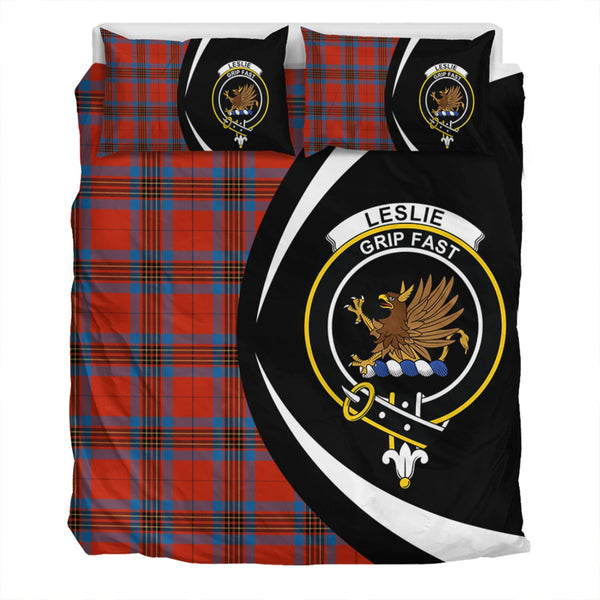 Leslie Ancient Clan Badge Tartan Bedding Set Circle Style