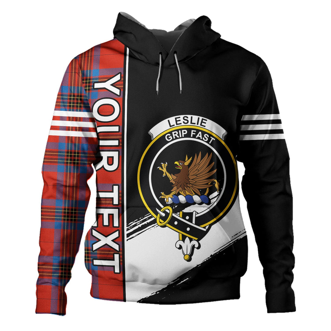 Leslie Ancient Clan Badge Tartan Hoodie Quarter Style Personalized