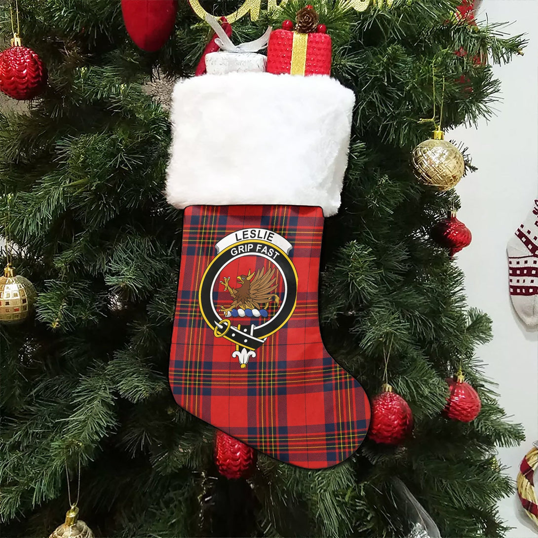 Leslie Modern Clan Badge Tartan Christmas Stocking