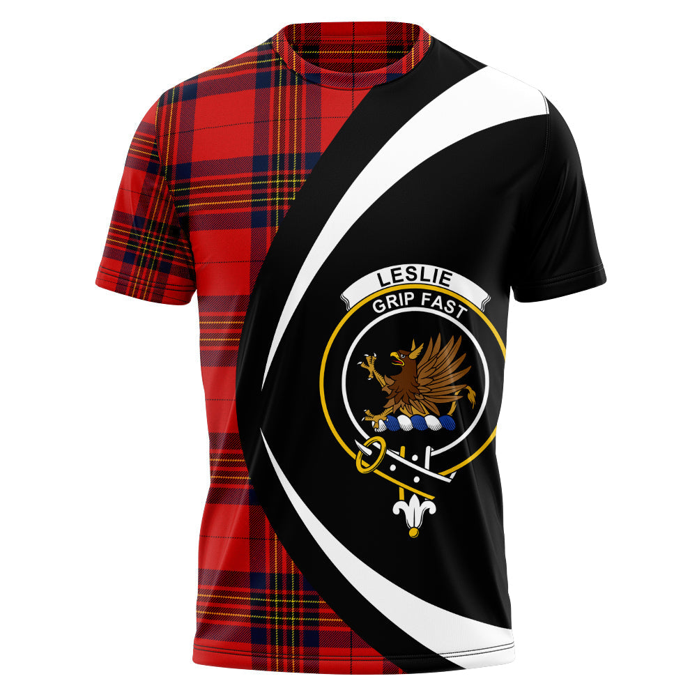 Leslie Modern Clan Badge Tartan T-Shirt Circle Style Personalized