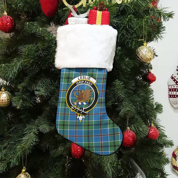 Leslie of the Hebrides Ancient Clan Badge Tartan Christmas Stocking