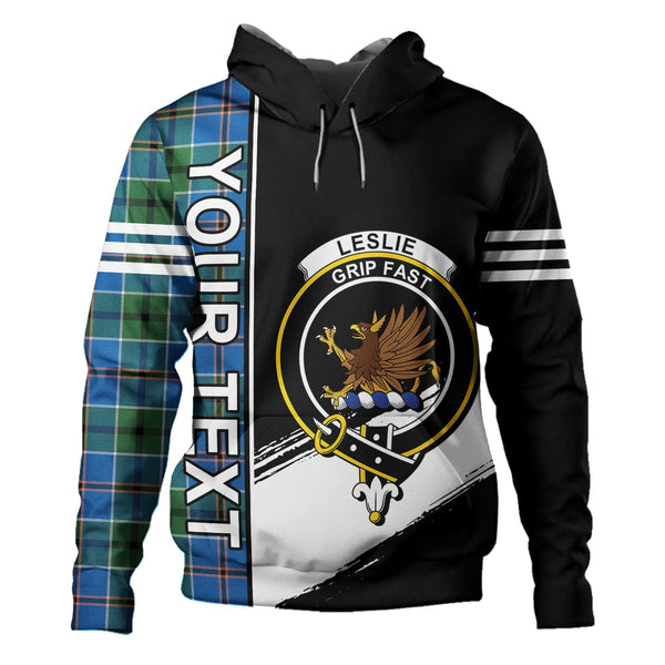 Leslie of the Hebrides Ancient Clan Badge Tartan Hoodie Quarter Style Personalized