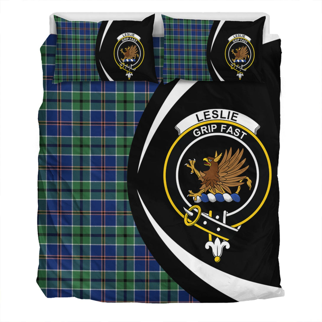 Leslie of the Hebrides Modern Clan Badge Tartan Bedding Set Circle Style