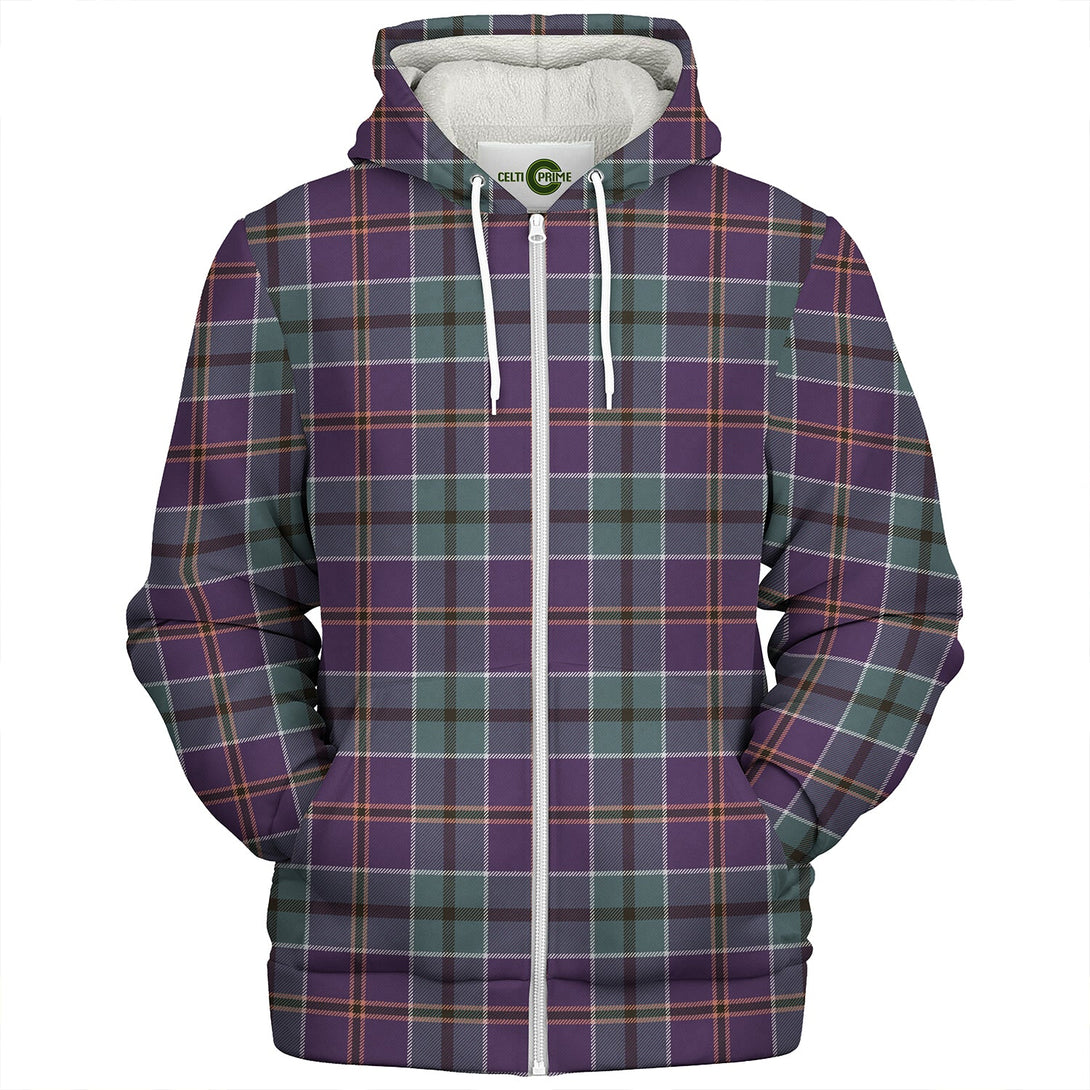 Leslie of the Hebrides Weathered Clan Badge Tartan Sherpa Hoodie