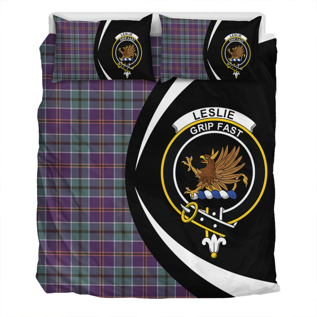 Leslie of the Hebrides Weathered Clan Badge Tartan Bedding Set Circle Style