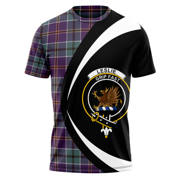 Leslie of the Hebrides Weathered Clan Badge Tartan T-Shirt Circle Style Personalized