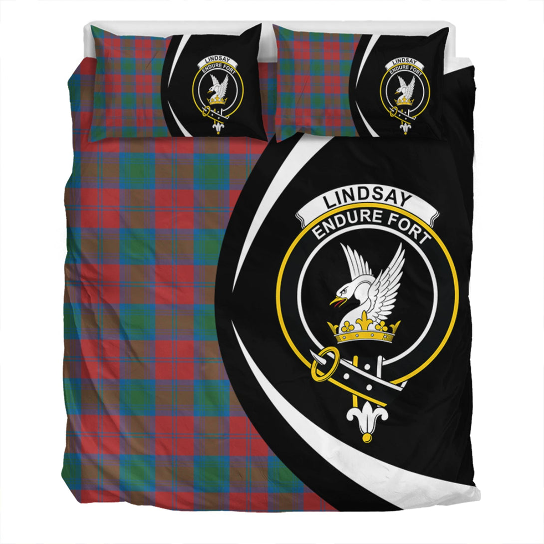 Lindsay Ancient Clan Badge Tartan Bedding Set Circle Style