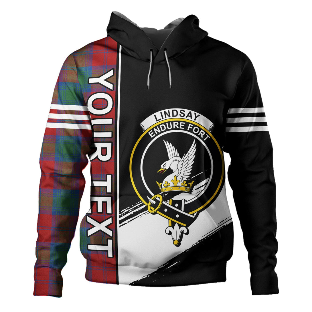 Lindsay Modern Clan Badge Tartan Hoodie Quarter Style Personalized