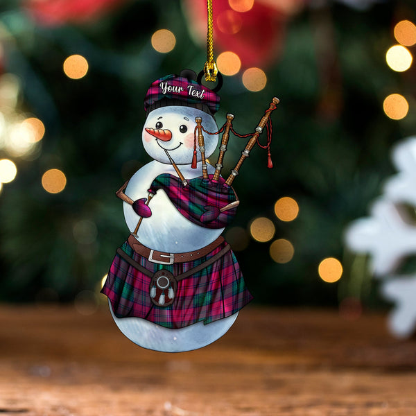 Lindsay 2 Modern Tartan Wood Acrylic Ornament Snowman Bagpipe Personalized