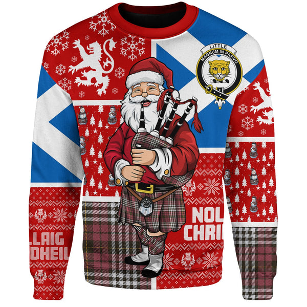 Little of Morton Rigg Weathered Clan Badge Tartan Sweatshirt Scotland Christmas Santa