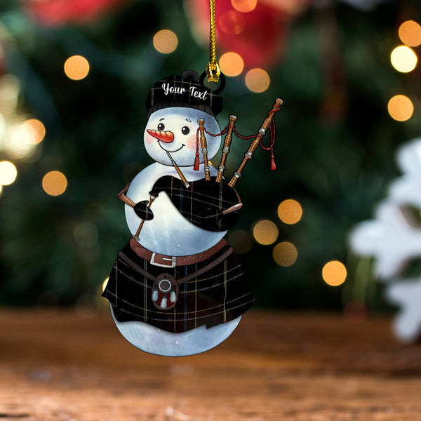 Lochaber Hesketh Tartan Wood Acrylic Ornament Snowman Bagpipe Personalized