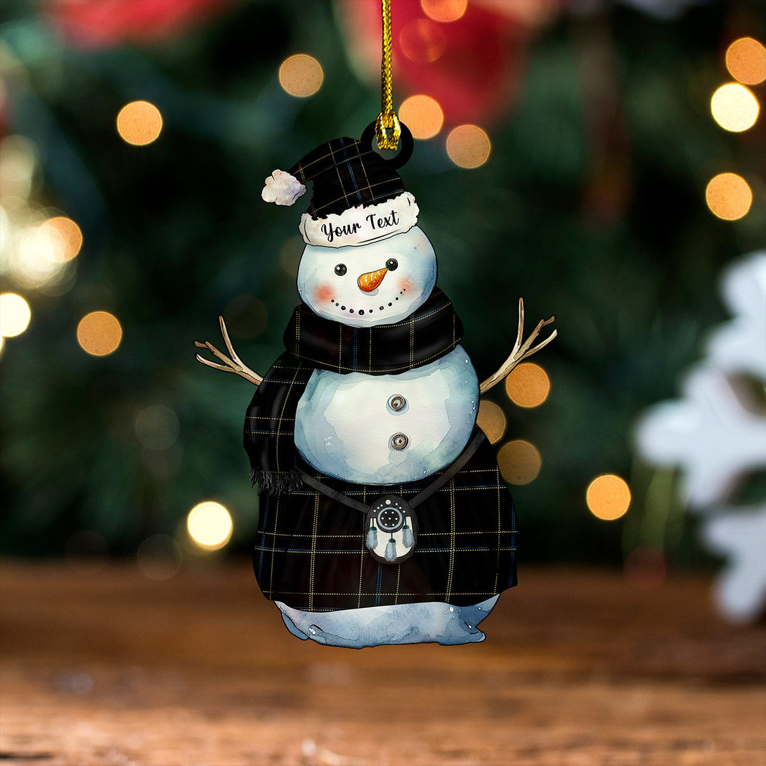 Lochaber Hesketh Tartan Wood Acrylic Ornament Snowman Warrior Personalized