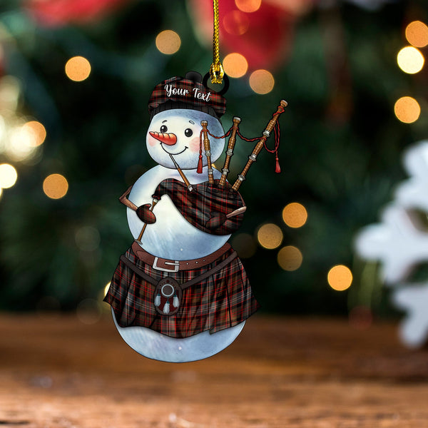 Lochaber 2 Modern Tartan Wood Acrylic Ornament Snowman Bagpipe Personalized