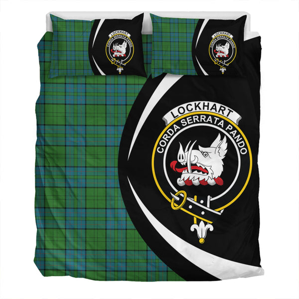 Lockhart Ancient Clan Badge Tartan Bedding Set Circle Style