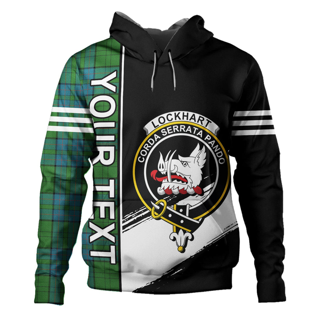 Lockhart Ancient Clan Badge Tartan Hoodie Quarter Style Personalized