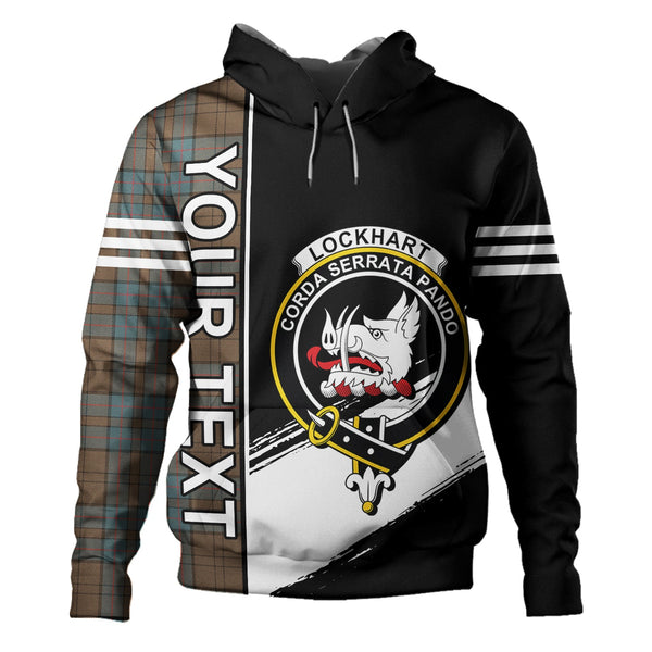 Lockhart Weathered Clan Badge Tartan Hoodie Quarter Style Personalized