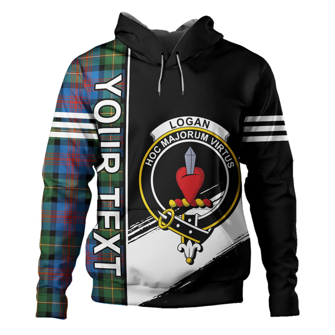 Logan Ancient Clan Badge Tartan Hoodie Quarter Style Personalized