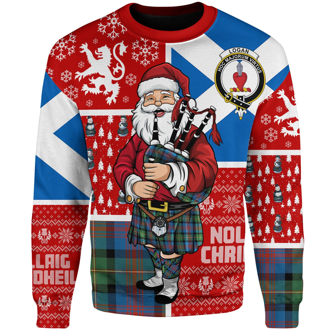 Logan Ancient Clan Badge Tartan Sweatshirt Scotland Christmas Santa