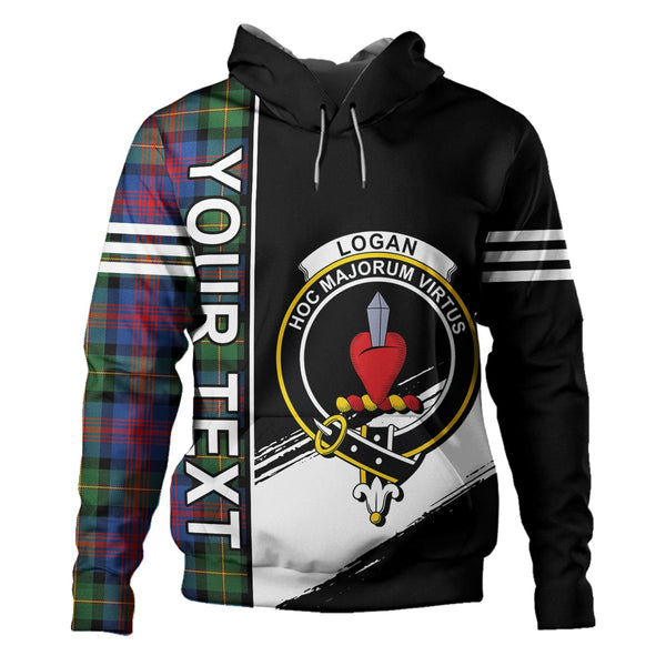 Logan Modern Clan Badge Tartan Hoodie Quarter Style Personalized