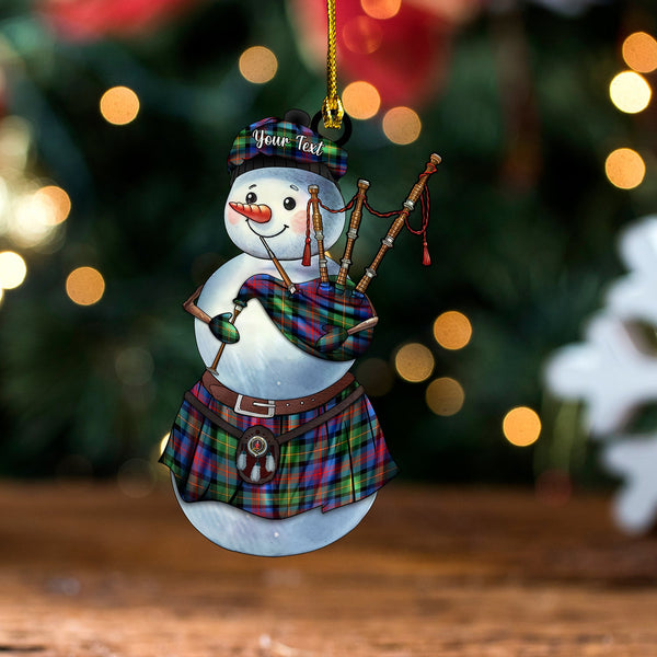 Logan Modern Clan Badge Tartan Wood Acrylic Ornament Snowman Bagpipe Personalized