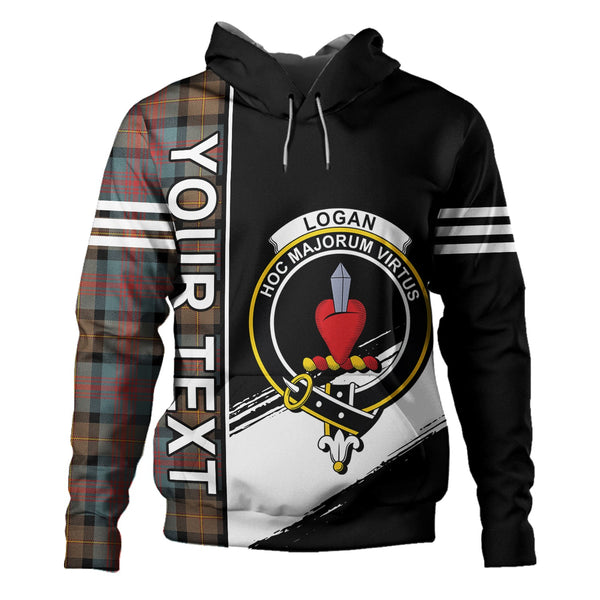 Logan Weathered Clan Badge Tartan Hoodie Quarter Style Personalized