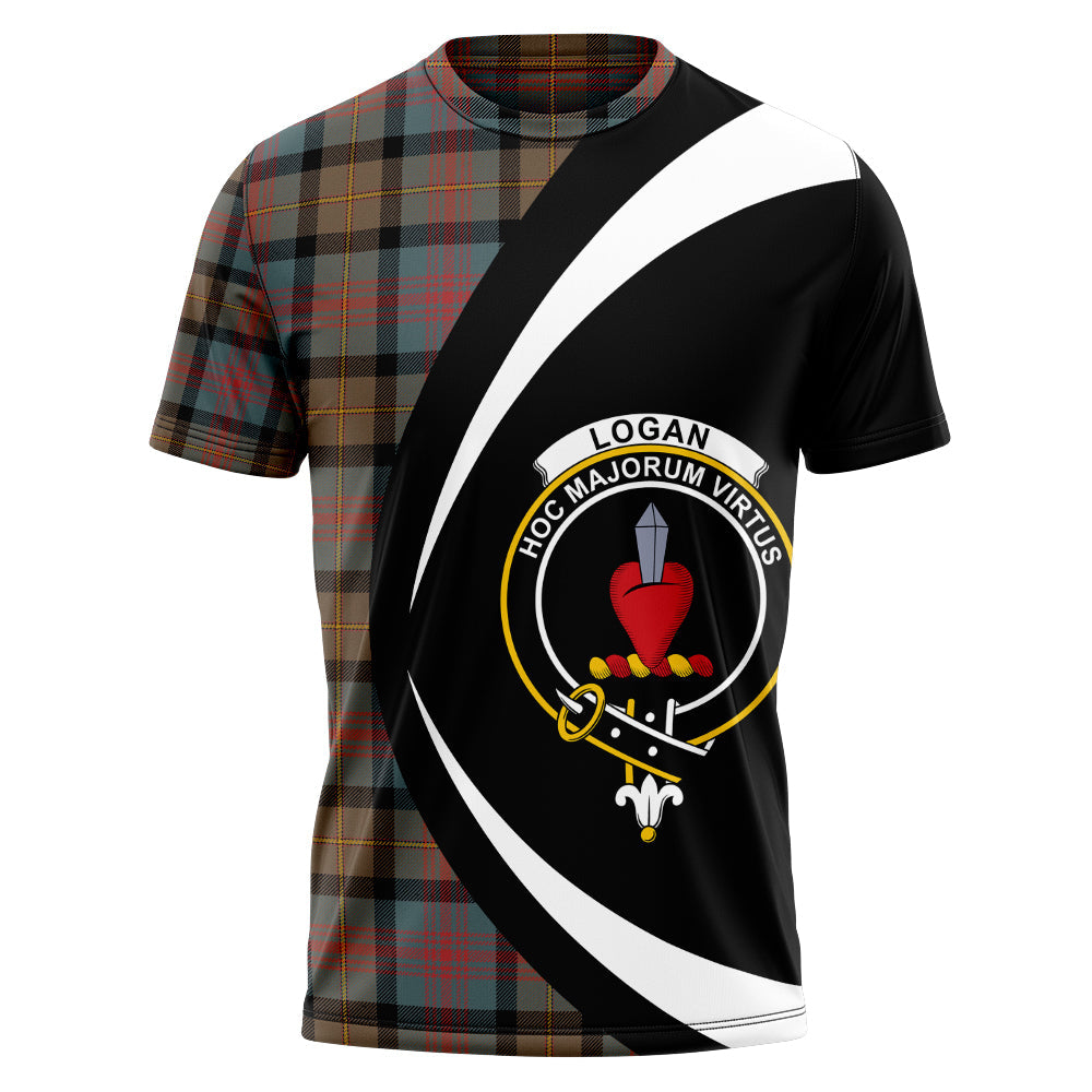 Logan Weathered Clan Badge Tartan T-Shirt Circle Style Personalized