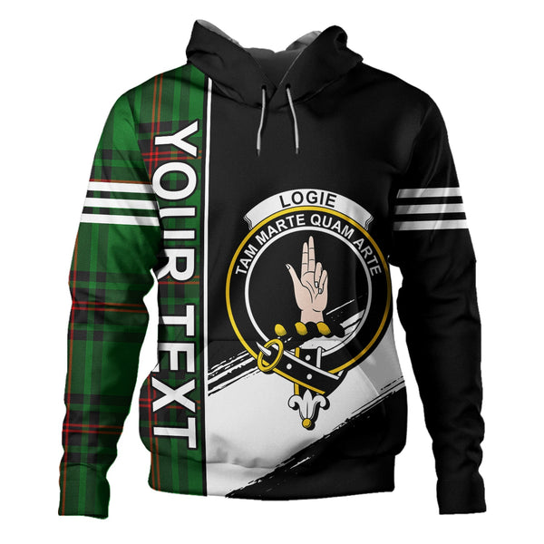 Logie Clan Badge Tartan Hoodie Quarter Style Personalized