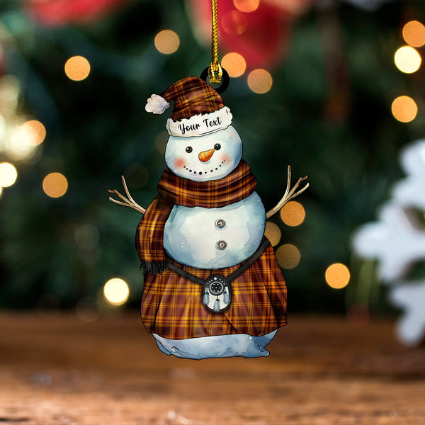 Loughheed Modern Tartan Wood Acrylic Ornament Snowman Warrior Personalized