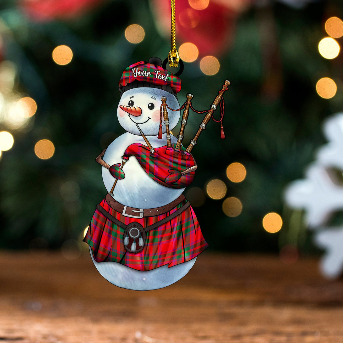 Lovat 1 Modern Tartan Wood Acrylic Ornament Snowman Bagpipe Personalized