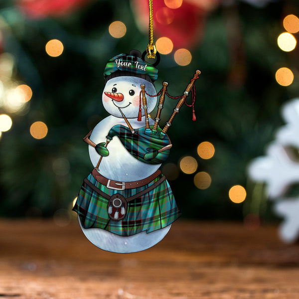 Lumsden Hunting (Lumsden Green) Ancient Tartan Wood Acrylic Ornament Snowman Bagpipe Personalized