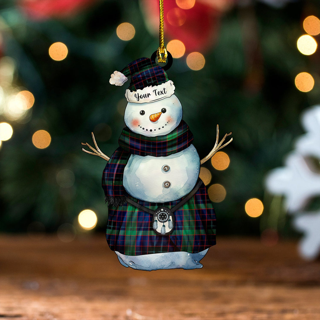 Lumsden Hunting (Lumsden Green) Modern Tartan Wood Acrylic Ornament Snowman Warrior Personalized