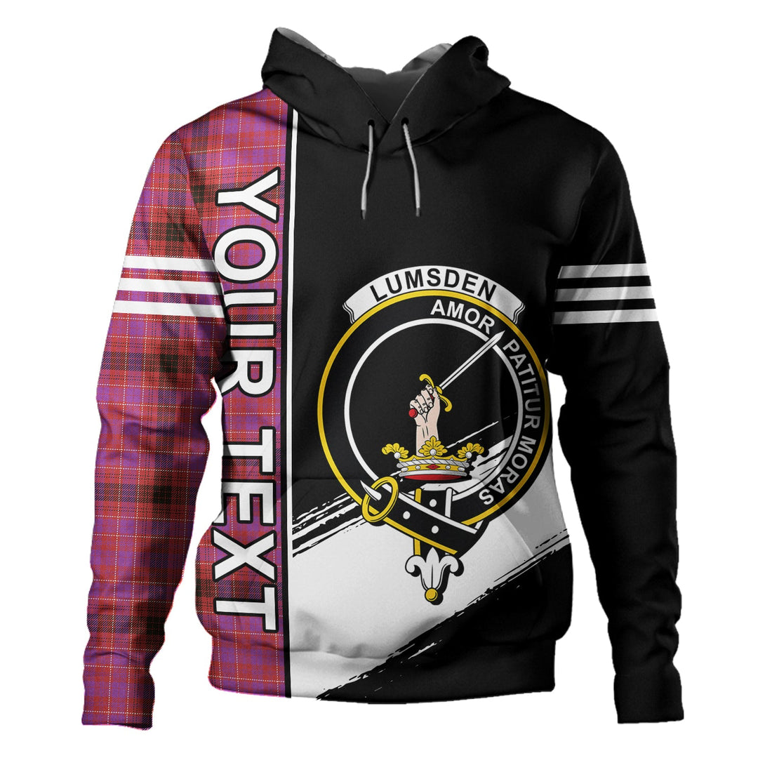 Lumsden of Clova Weathered Clan Badge Tartan Hoodie Quarter Style Personalized