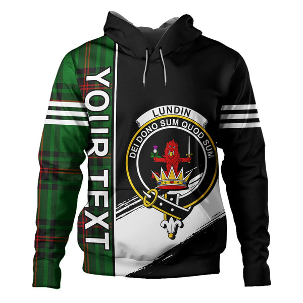 Lundin Clan Badge Tartan Hoodie Quarter Style Personalized